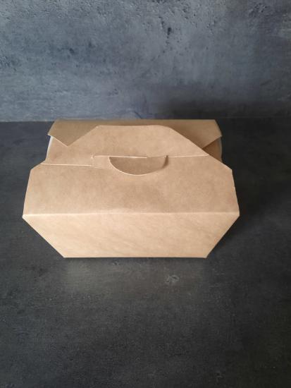 Papírový box EKO na jídlo 130x105x64 mm hnědý s chlopněmi 600 ml