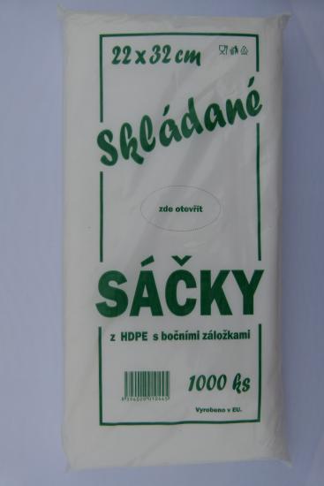 Sáček HDPE 22x32 cm s bočními záložkami v boxu