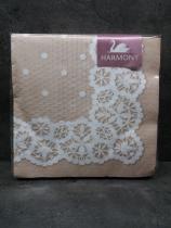 Papírové ubrousky "LACE DOTS ON CREAM BACKGROUND" 3-vrstvé