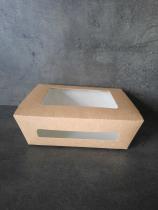 Papírový box / miska EKO na salát 150x115x50 mm hnědý s okénkem