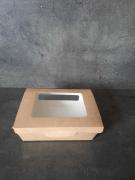 Papírový box / miska EKO na salát 150x115x50 mm hnědý s okénkem